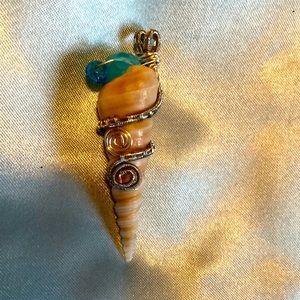 Flame Auger wire wrapped pendant